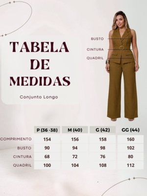 Conjunto Feminino Alfaiataria Colete Com Faixa e Calça - Marrom Rapa