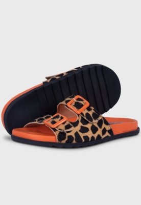 Sand lia Papete Rasteira de Fivela Confort Animal Print A9.05 D