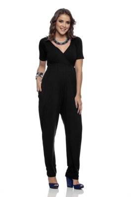 Macacão Tem Gente Moda Gestante Preto Menor preço em Macacão Tem Gente Moda Gestante Preto