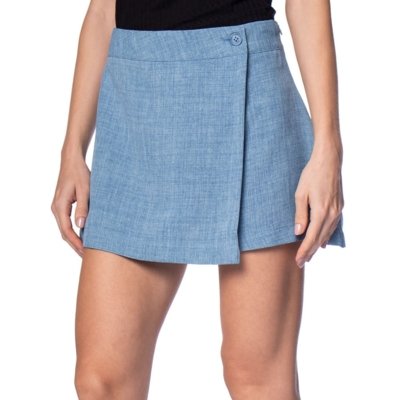 Short Saia Feminino The Style Box Transpassado Azul