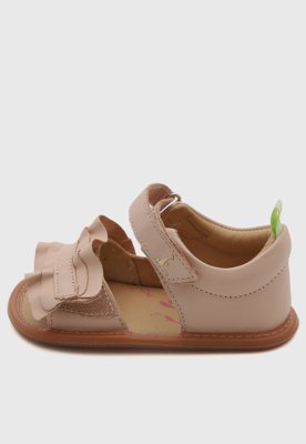 Sandália Infantil Tip Toey Joey Ruffy Couro Rosa