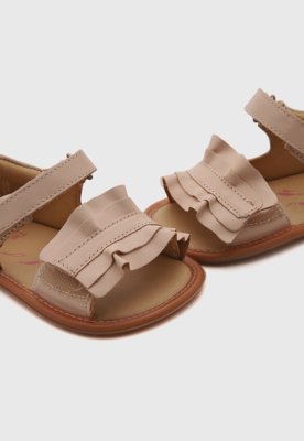 Sandália Infantil Tip Toey Joey Ruffy Couro Rosa