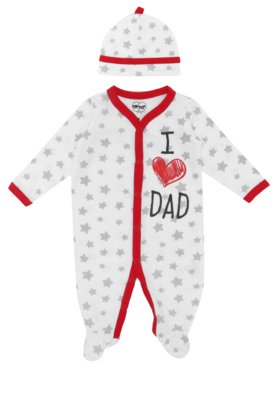Macacão Tip Top Bebê I Love Dad Banco/Vermelho Menor preço em Macacão Tip Top Bebê I Love Dad Banco/Vermelho
