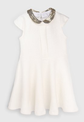 Vestido Tip Top Infantil Paetê Off-White/Dourado Menor preço em Vestido Tip Top Infantil Paetê Off-White/Dourado
