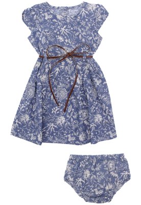 Vestido Tip Top Manga Curta Estampado Azul Menor preço em Vestido Tip Top Manga Curta Estampado Azul