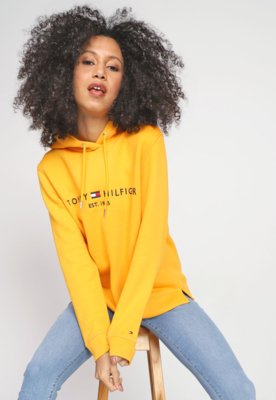 tommy hilfiger yellow moletom com capuz mens