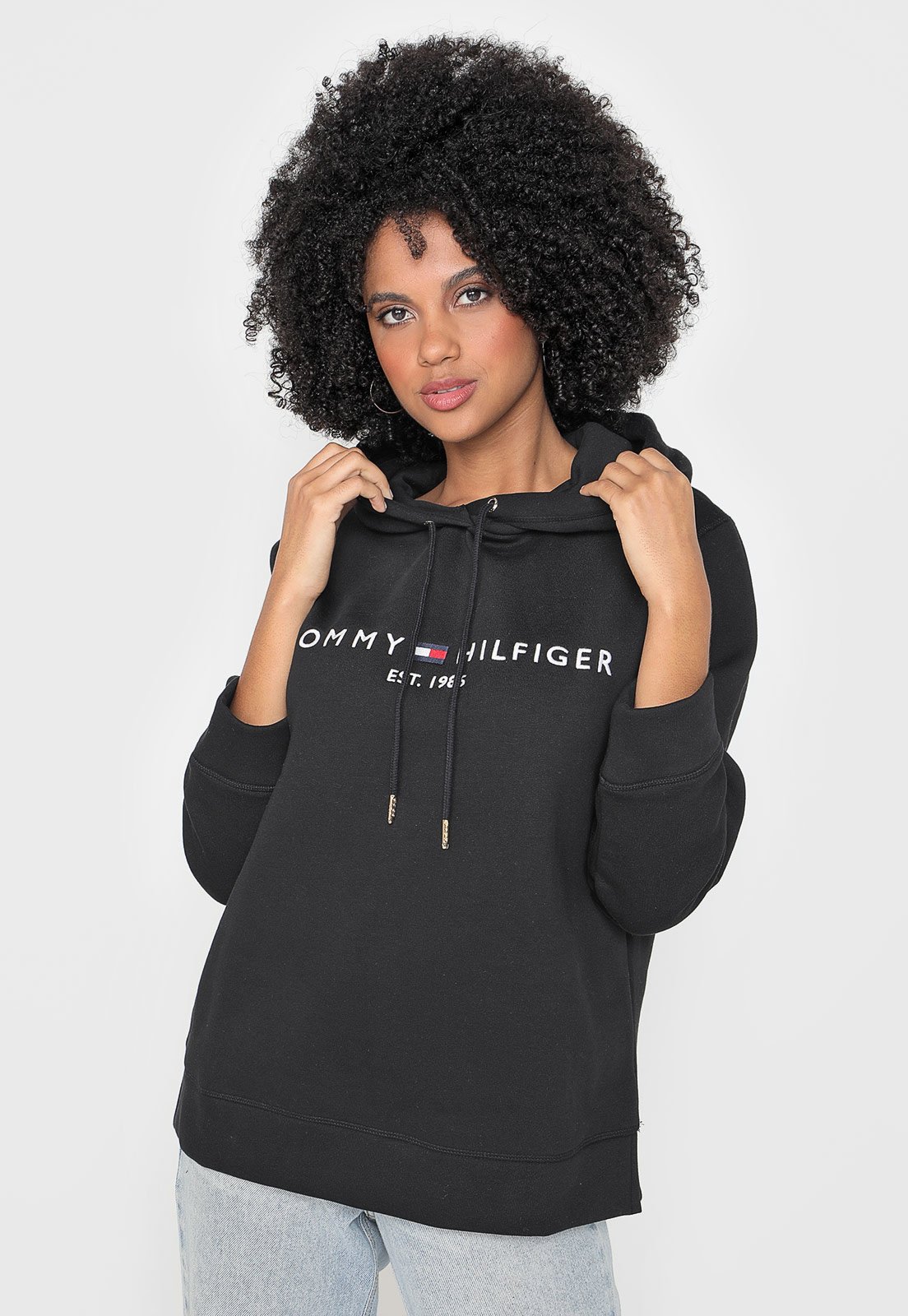 black tommy hilfiger moletom com capuz women's