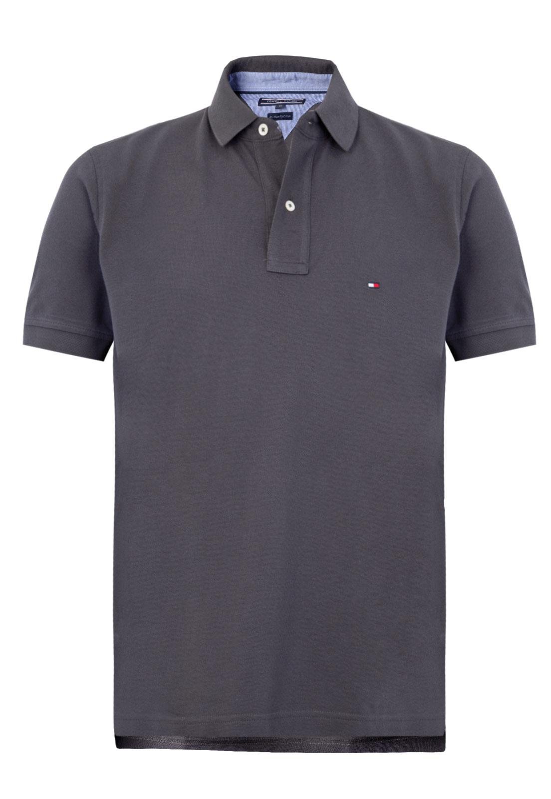 camisa polo tommy cinza