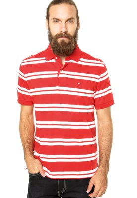 Camisa Polo Tommy Hilfiger Listras Rosa - Compre Agora