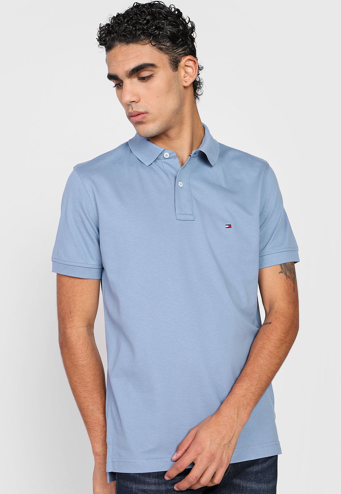 Camisa Polo Tommy Hilfiger Reta Logo Azul - Compre Agora | Dafiti Brasil