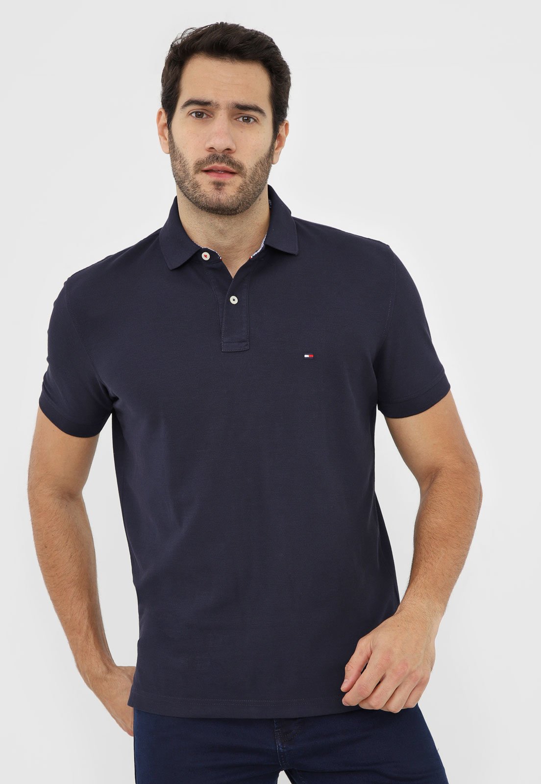 Camisa Polo Tommy Hilfiger Reta Logo Azul-Marinho - Compre Agora ...