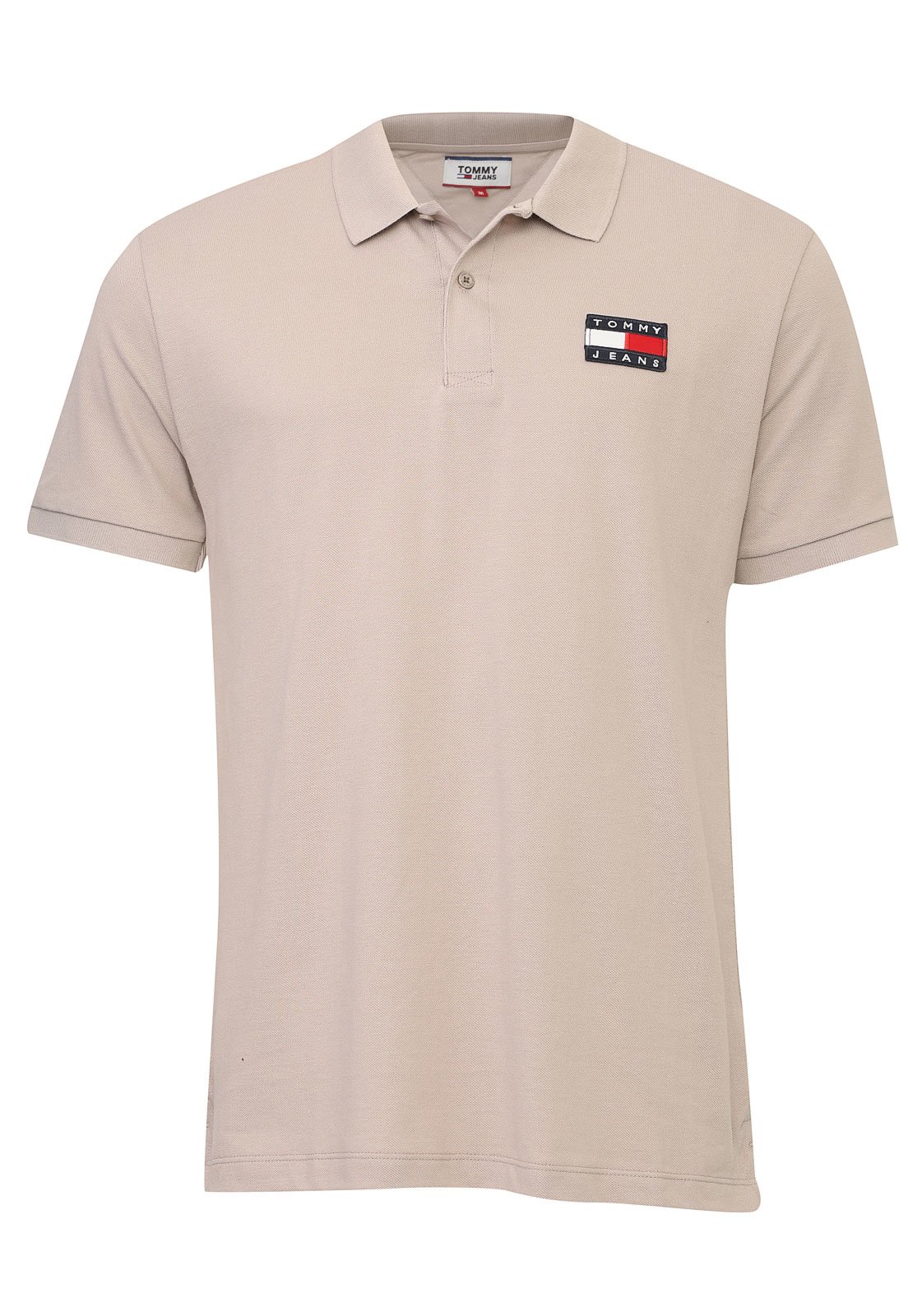 Camisa Polo Tommy Hilfiger Reta Logo Bege 
