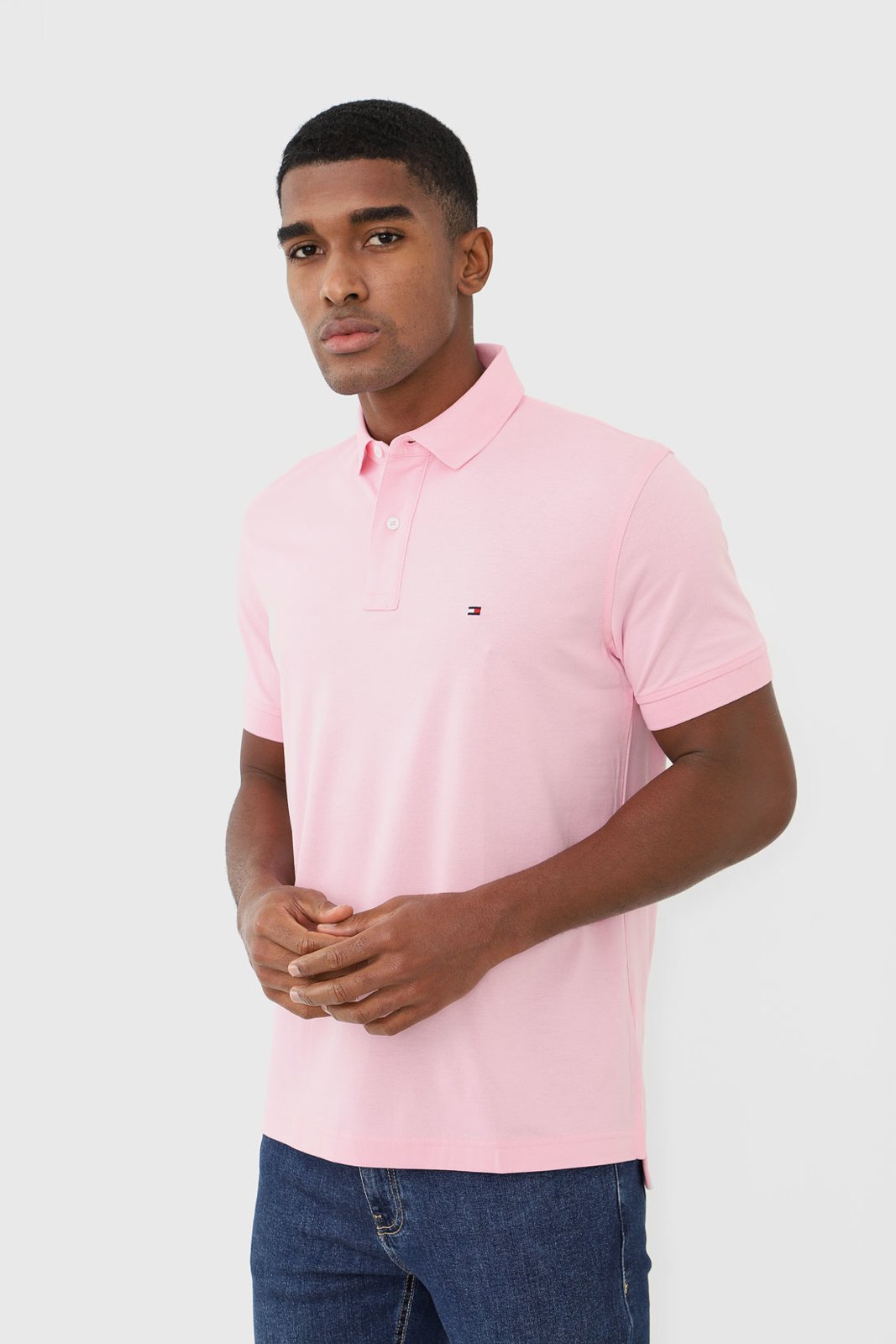 Camisa Polo Tommy Hilfiger Reta Logo Rosa 