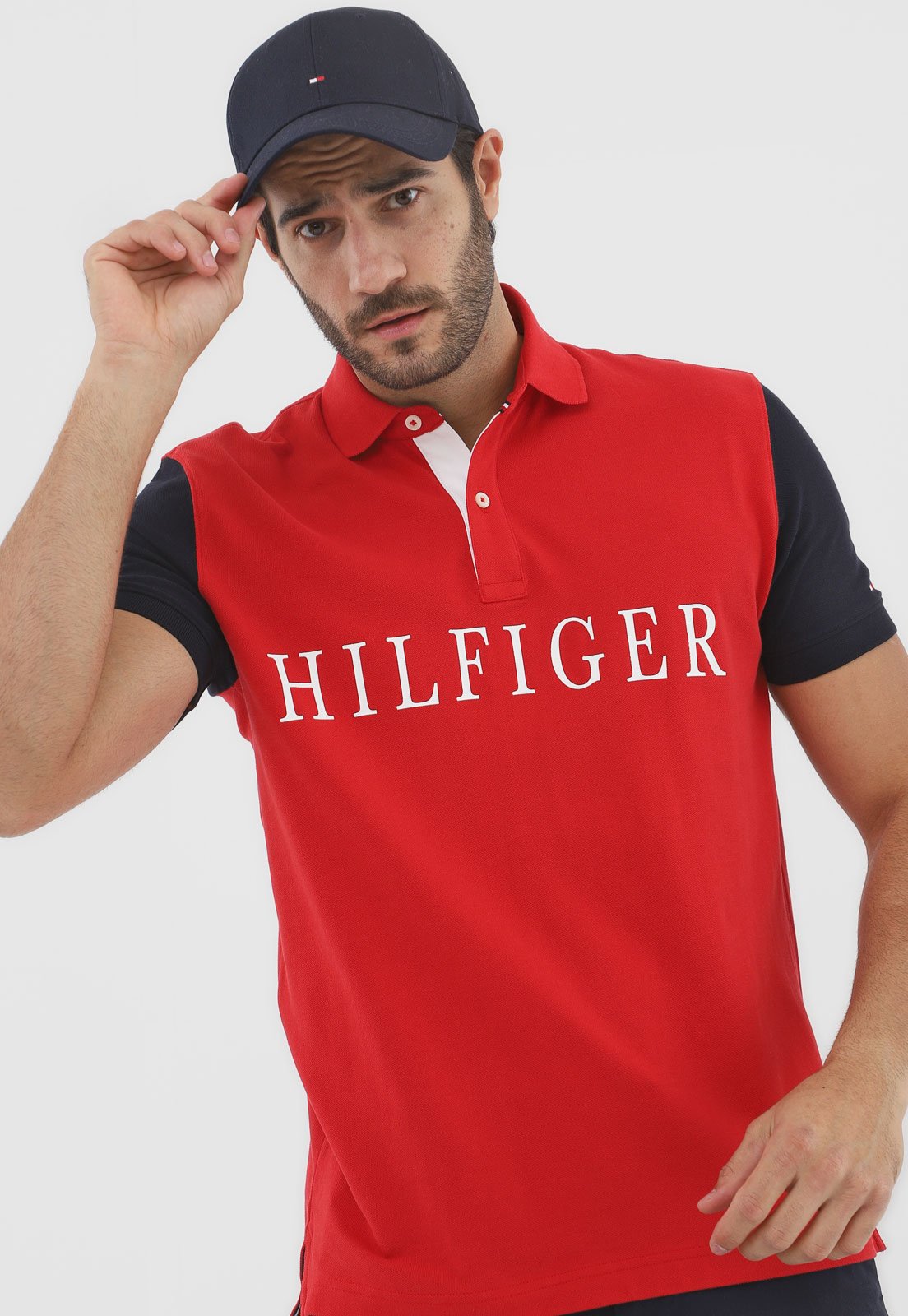 Camisa Polo Tommy Hilfiger Reta Logo Vermelha - Compre Agora