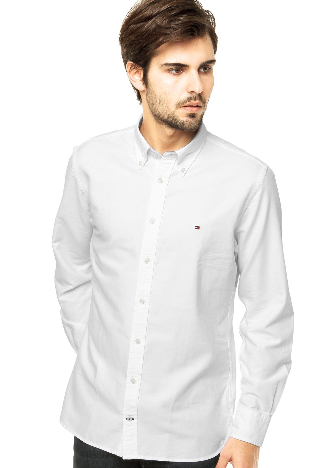 camisa social branca masculina tommy