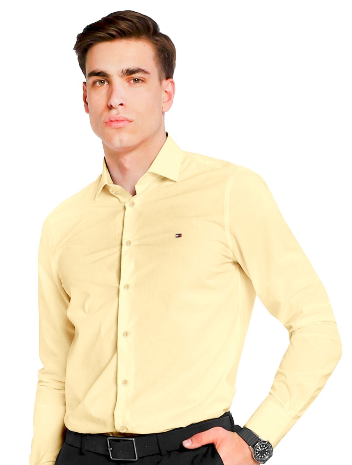 Camisa Tommy Hilfiger Masculina Regular Core Oxford Amarela - Escorrega o  Preço