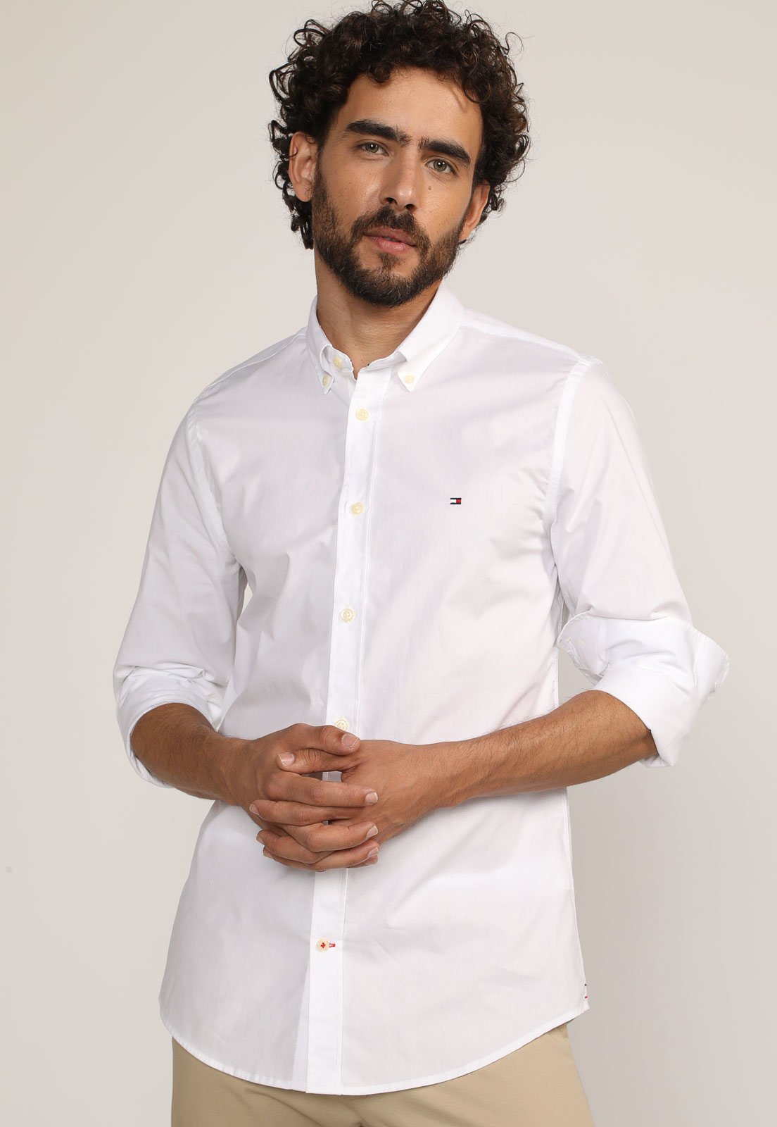 Camisa Tommy Hilfiger Reta Lisa Branca - Compre Agora