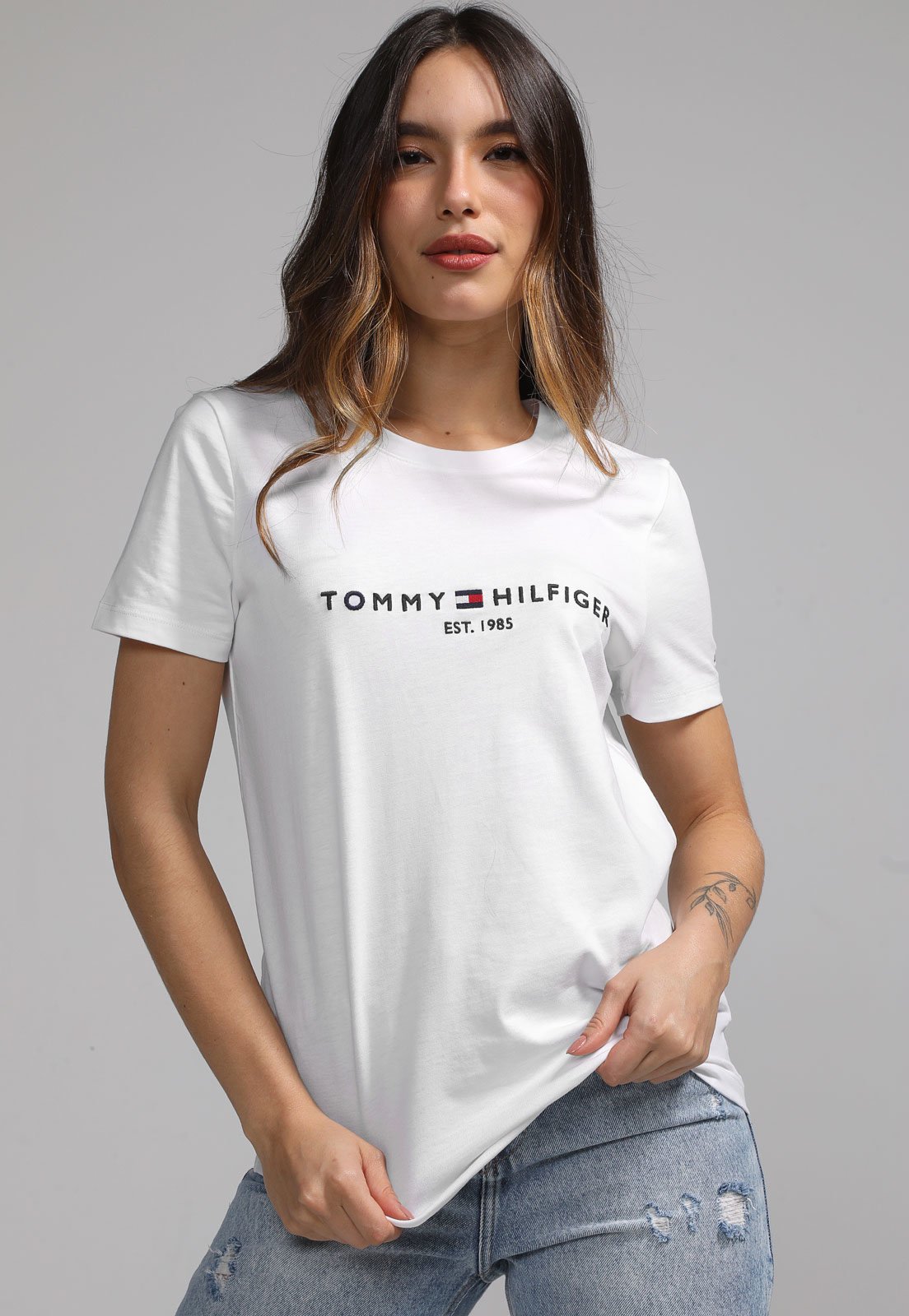 Camisa Polo Tommy Hilfiger Reta Bordada Branca - Compre Agora, Dafiti  Brasil