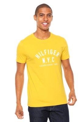 Camiseta Tommy Hilfiger Estampada Amarela Menor preço em Camiseta Tommy Hilfiger Estampada Amarela