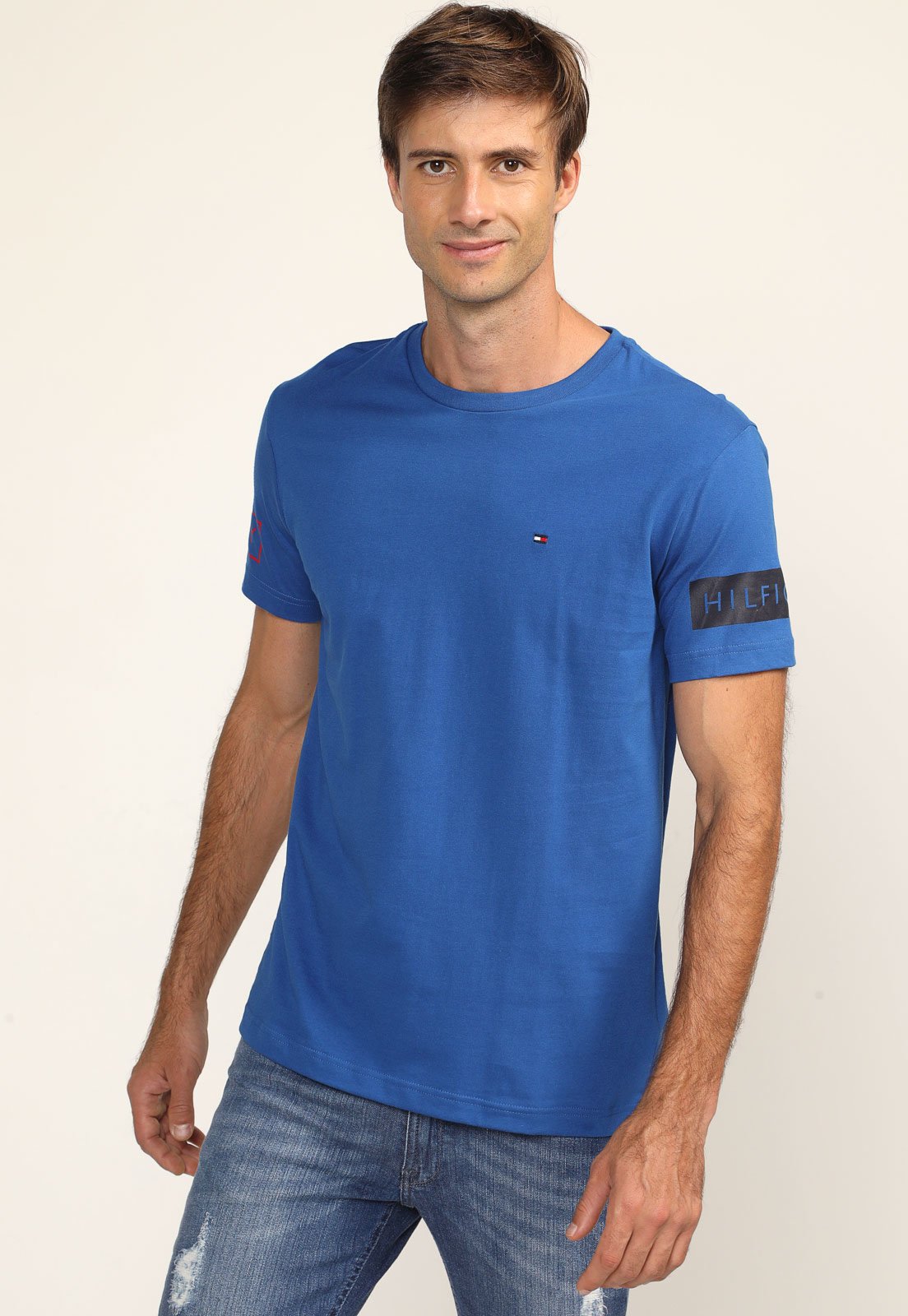 Camiseta Tommy Hilfiger Logo Azul - Compre Agora