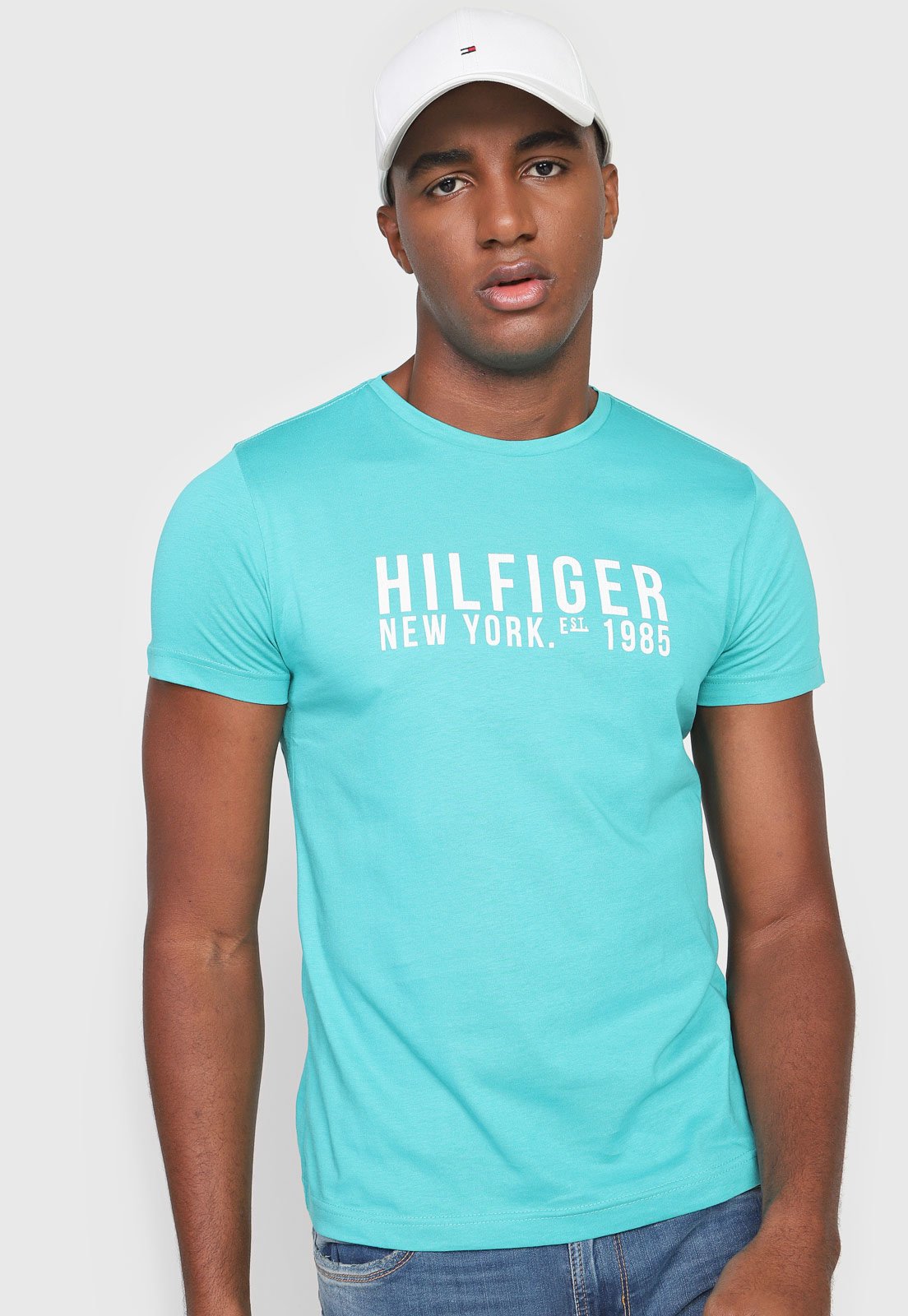 Camiseta Tommy Hilfiger Logo Azul - Compre Agora