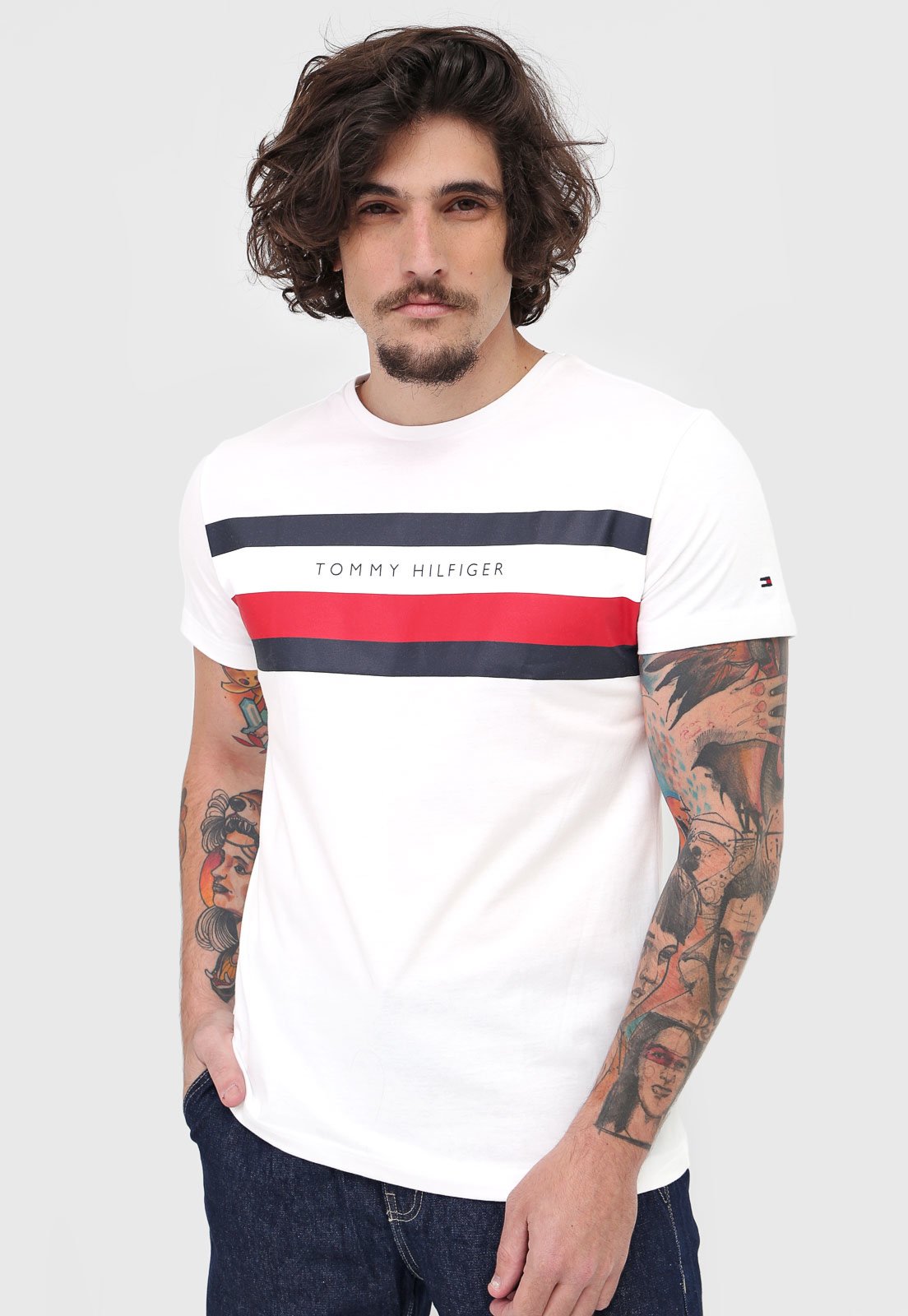 Camiseta Tommy Hilfiger Logo Branca - Faz a Boa!