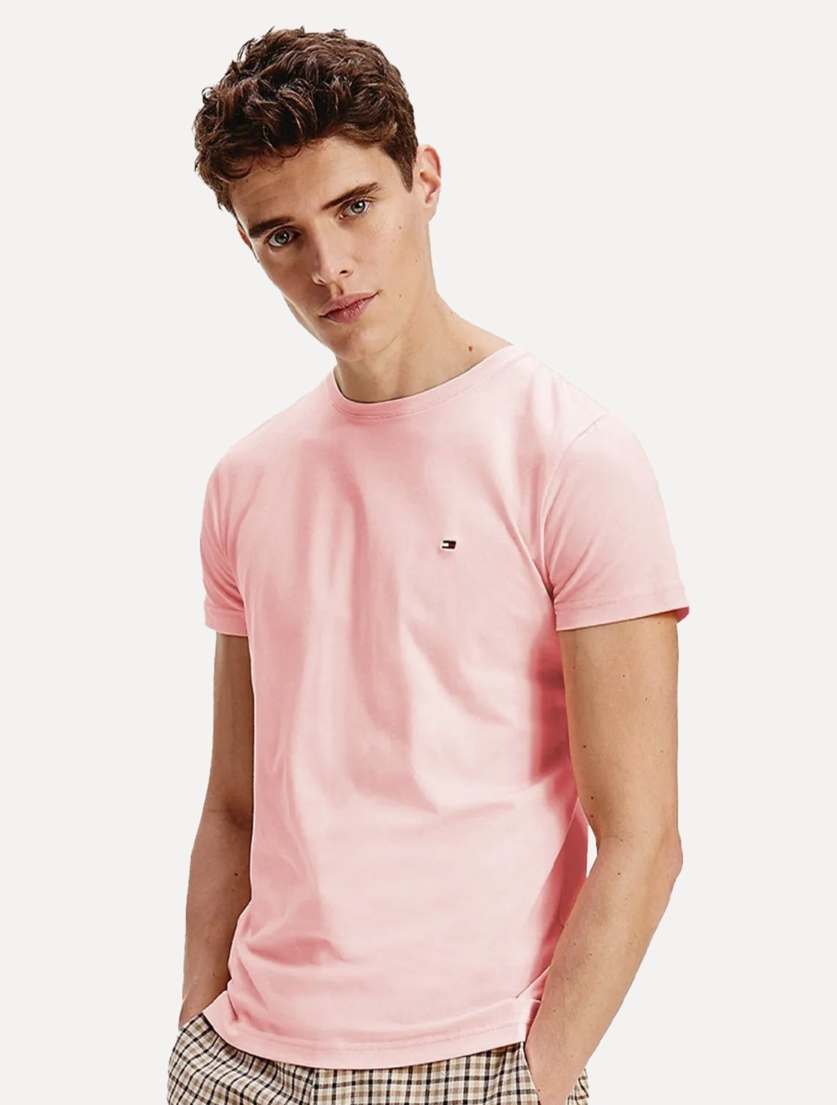 Camiseta Tommy Hilfiger Masculina Essential Cotton Rosa Claro