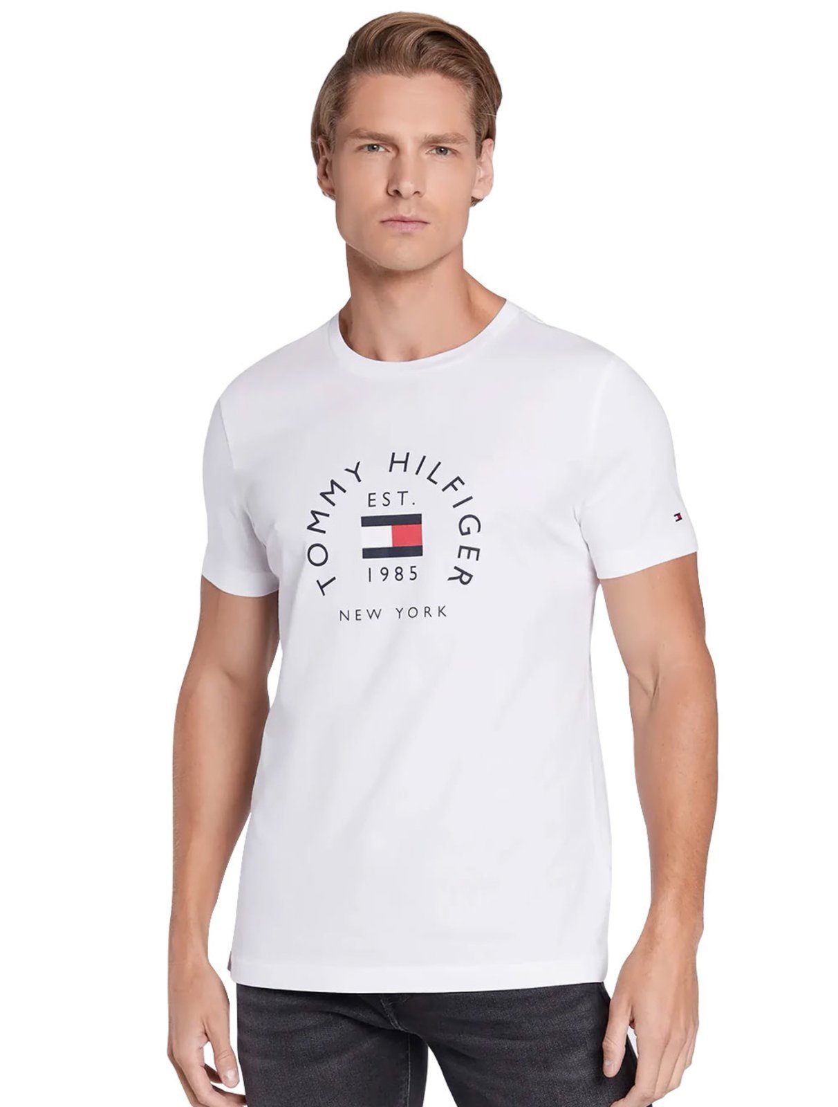Camiseta Tommy Hilfiger Masculina Essential Flag Sash Azul Marinho