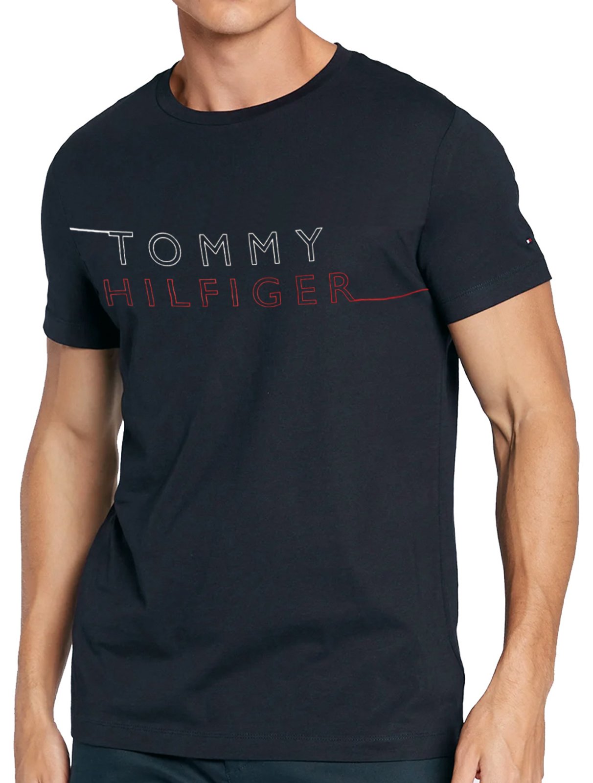 Camiseta Tommy Hilfiger Masculina Core Logo Tee Azul Marinho - Faz a Boa!