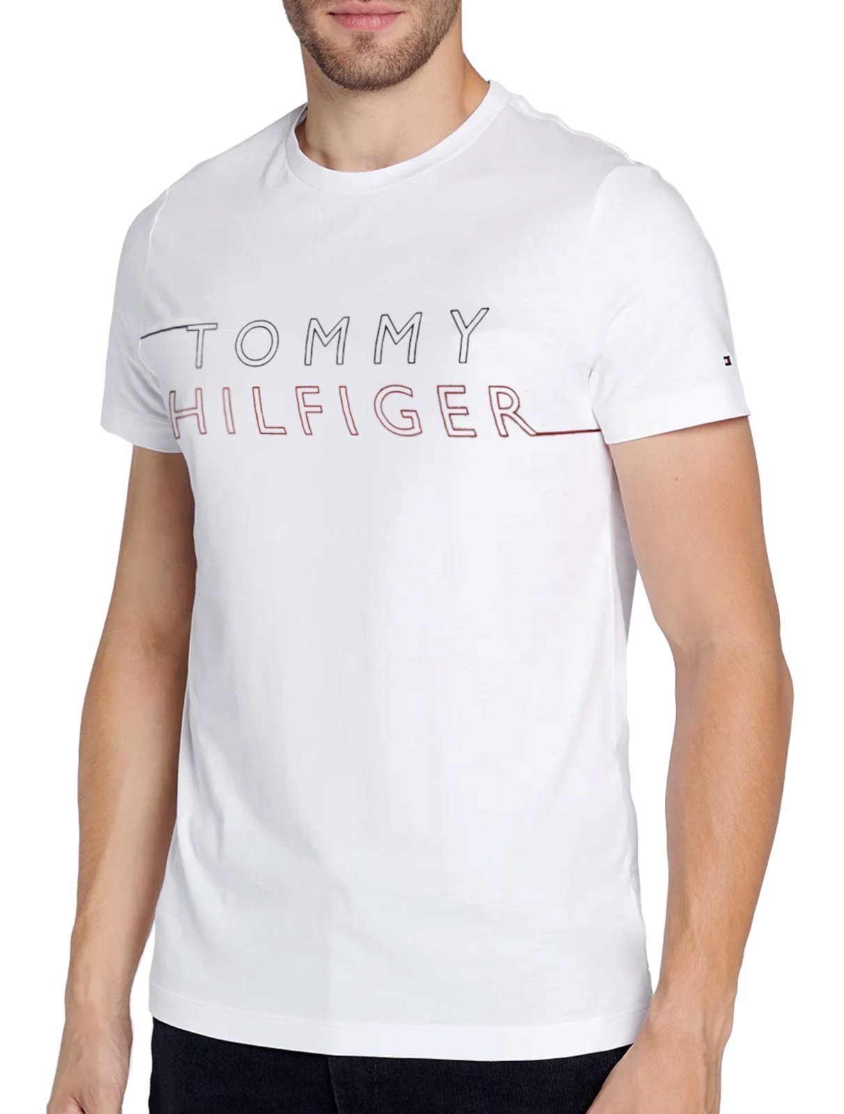Camiseta Tommy Hilfiger Masculina Big Large Logo Branca - Compre