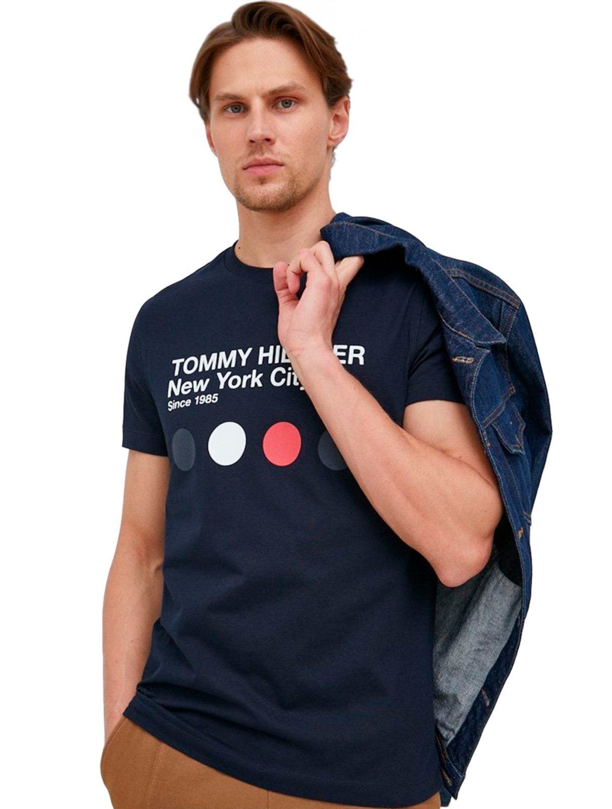 Camiseta Tommy Hilfiger Slim Fit New York Azul Marinho - HERRERA BRAND