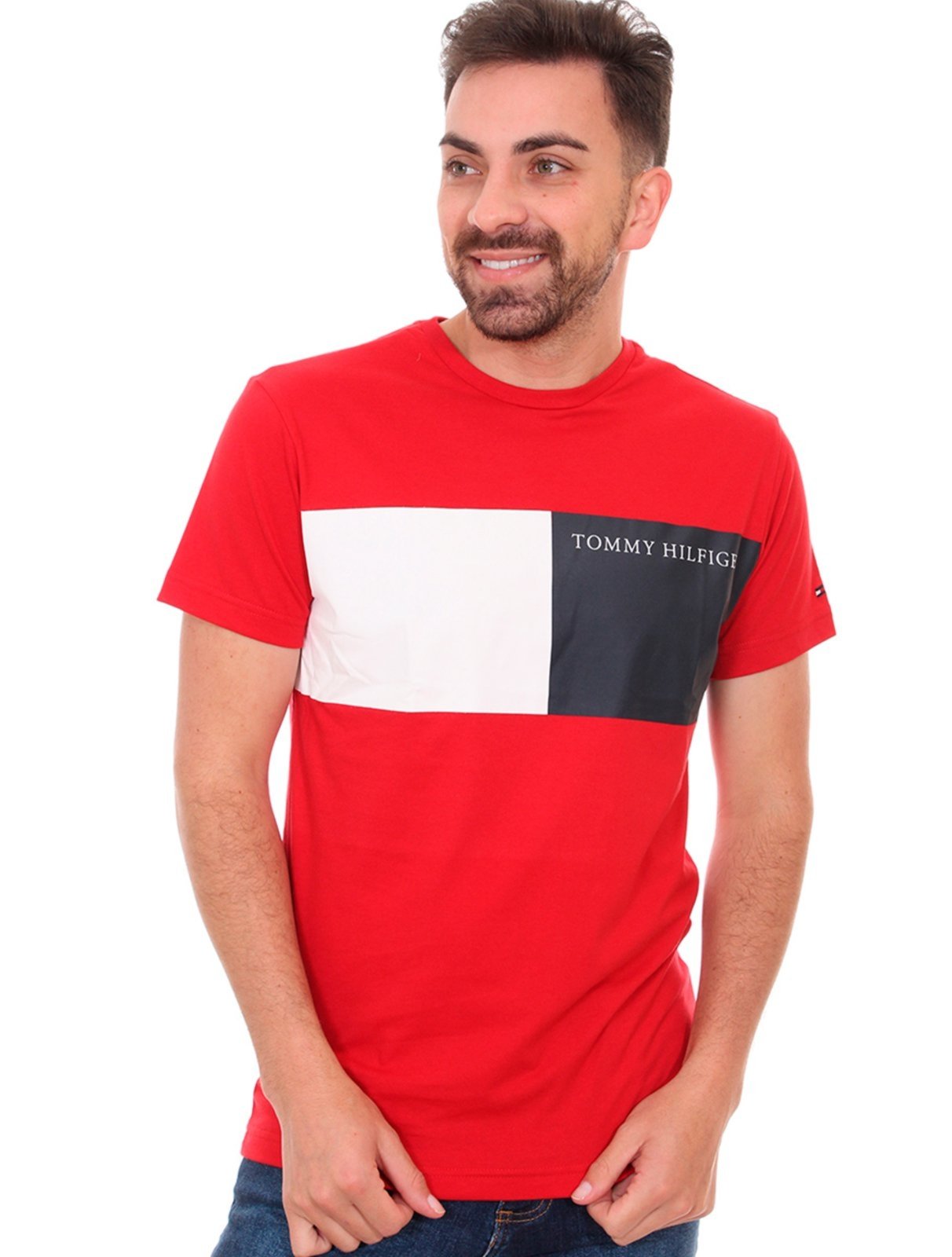 Camiseta Tommy Hilfiger Masculina Two Color Box Tee Vermelha - Compre Agora