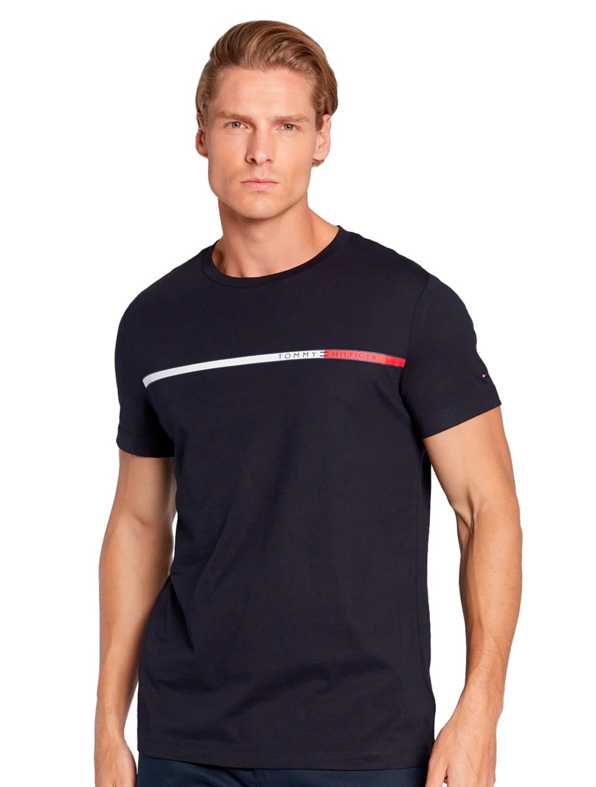 Camiseta Tommy Hilfiger Masculina Global Stripe - Original