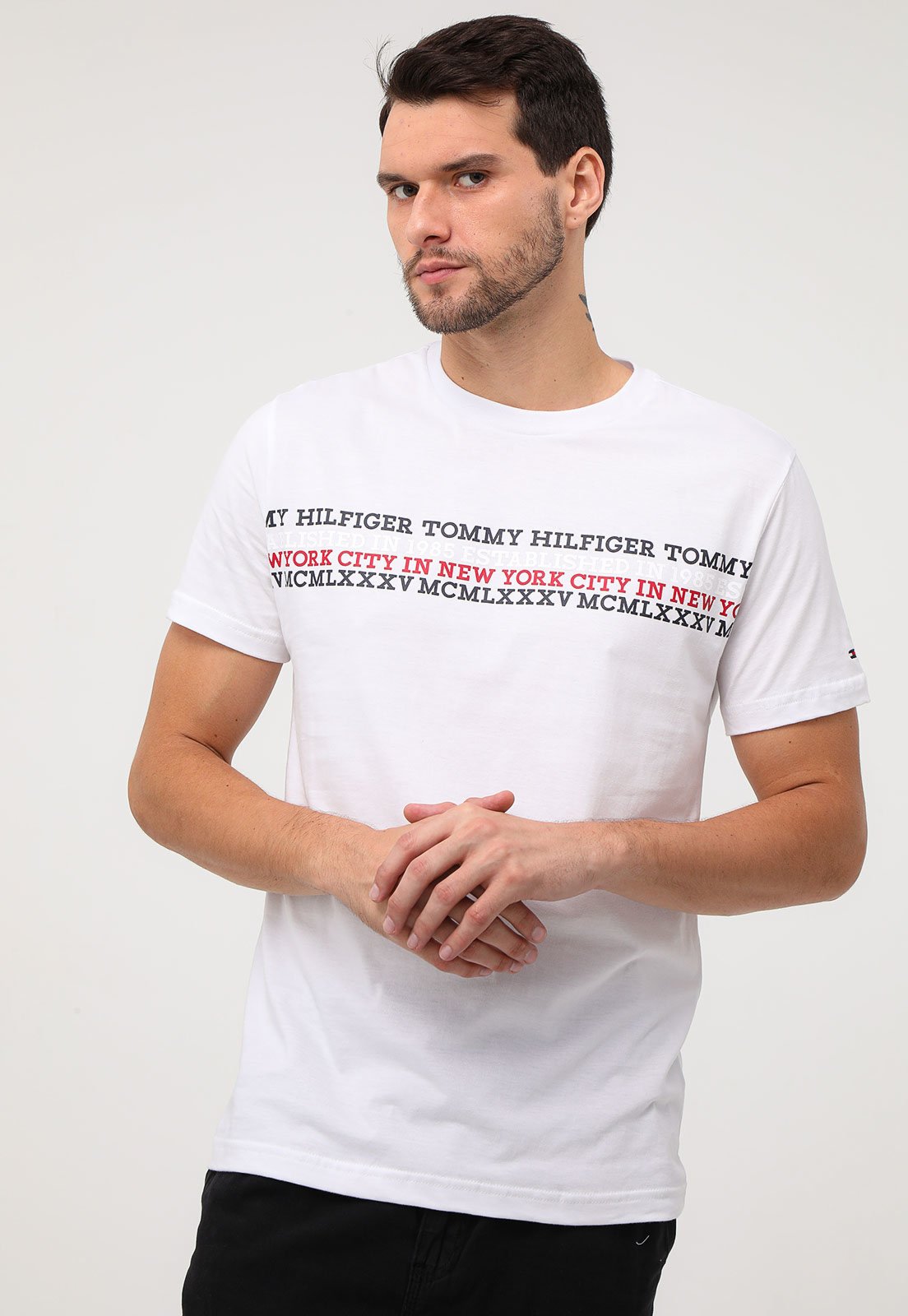 Camiseta Tommy Hilfiger Logo Branca - Faz a Boa!
