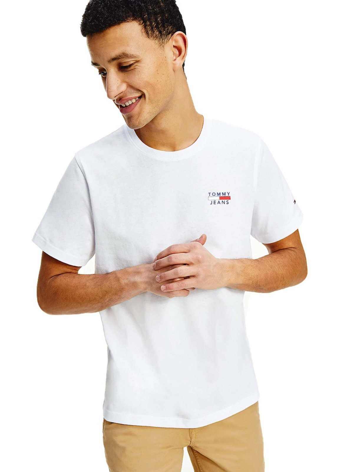 Camiseta Tommy Hilfiger Masculina Essential Flag Sash Branca