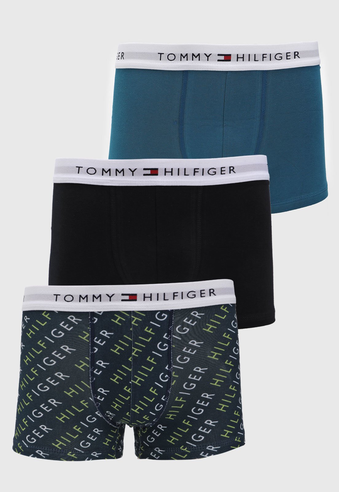 Kit 3pçs Cueca Tommy Hilfiger Boxer Logo Azul-Marinho - Compre Agora
