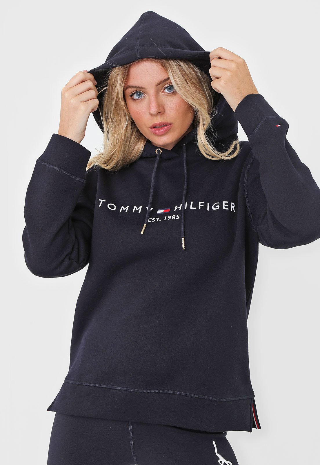 black tommy hilfiger moletom com capuz women's