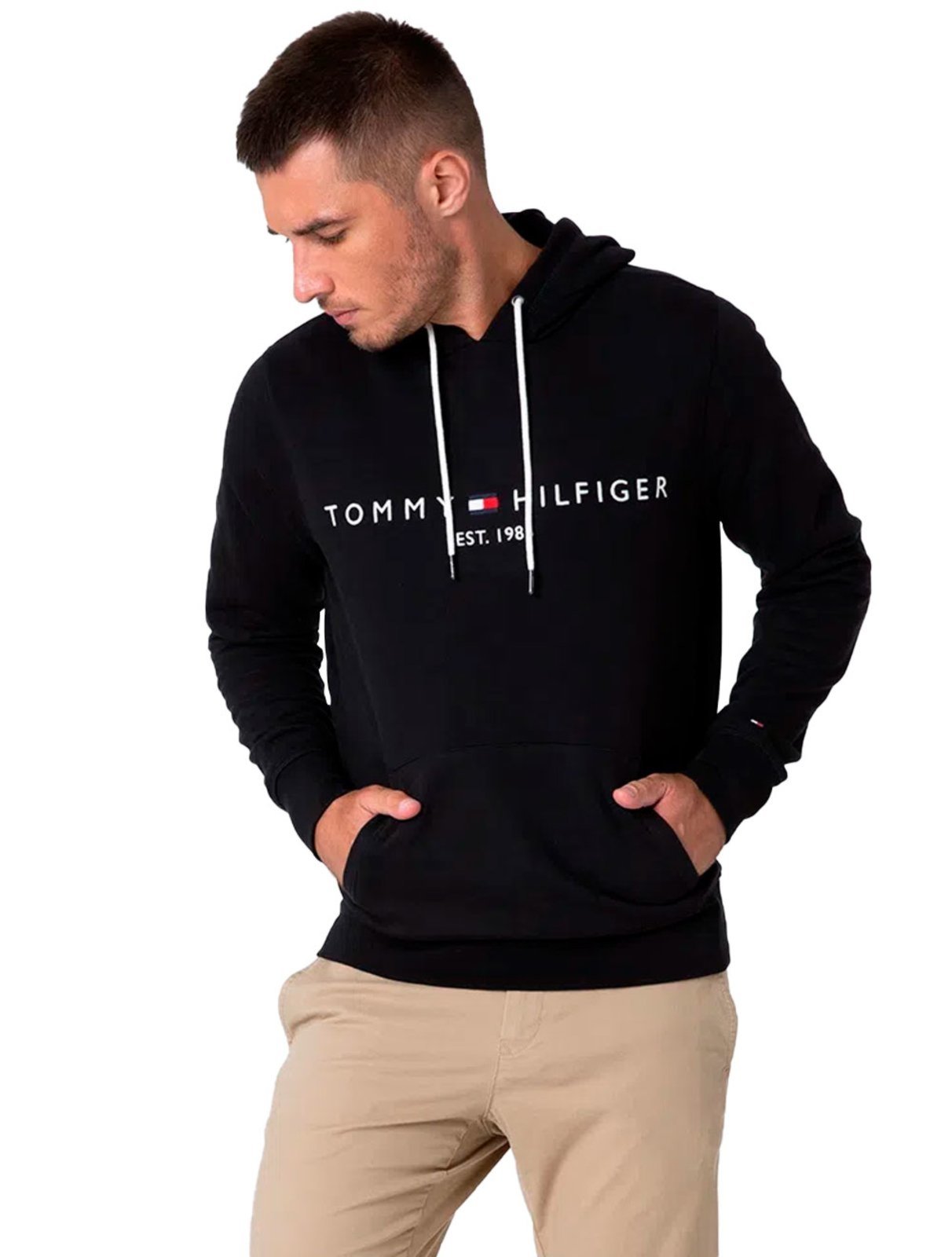 Moletom Tommy Hilfiger Masculino Fleece Hoody Logo Preto - Compre Agora