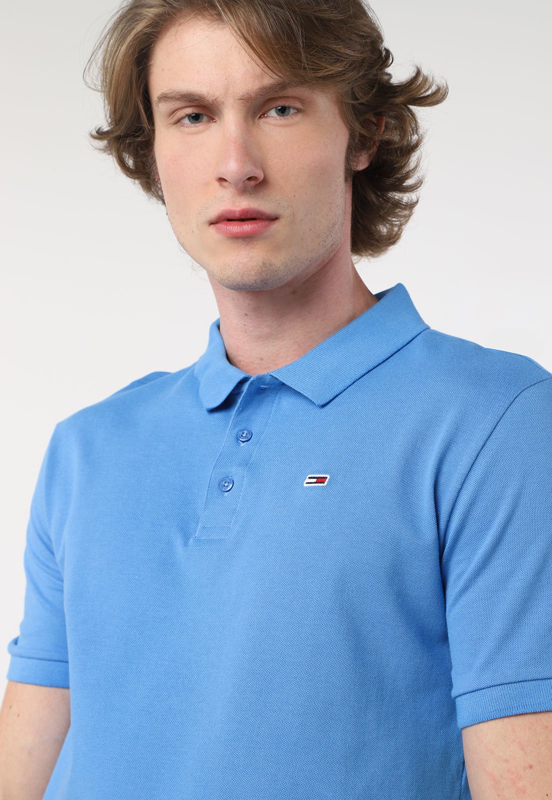 Camisa Polo Tommy Hilfiger Reta Lisa Azul - Compre Agora