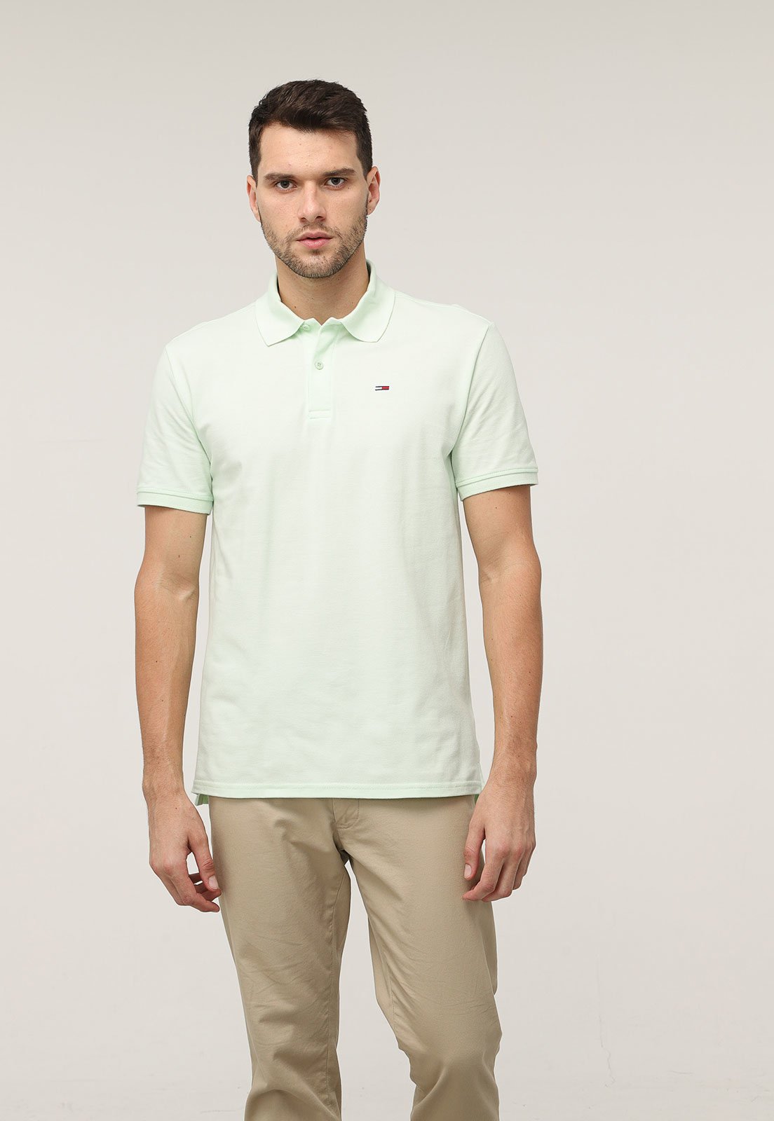 Camisa Polo Tommy Hilfiger Reta Logo Verde