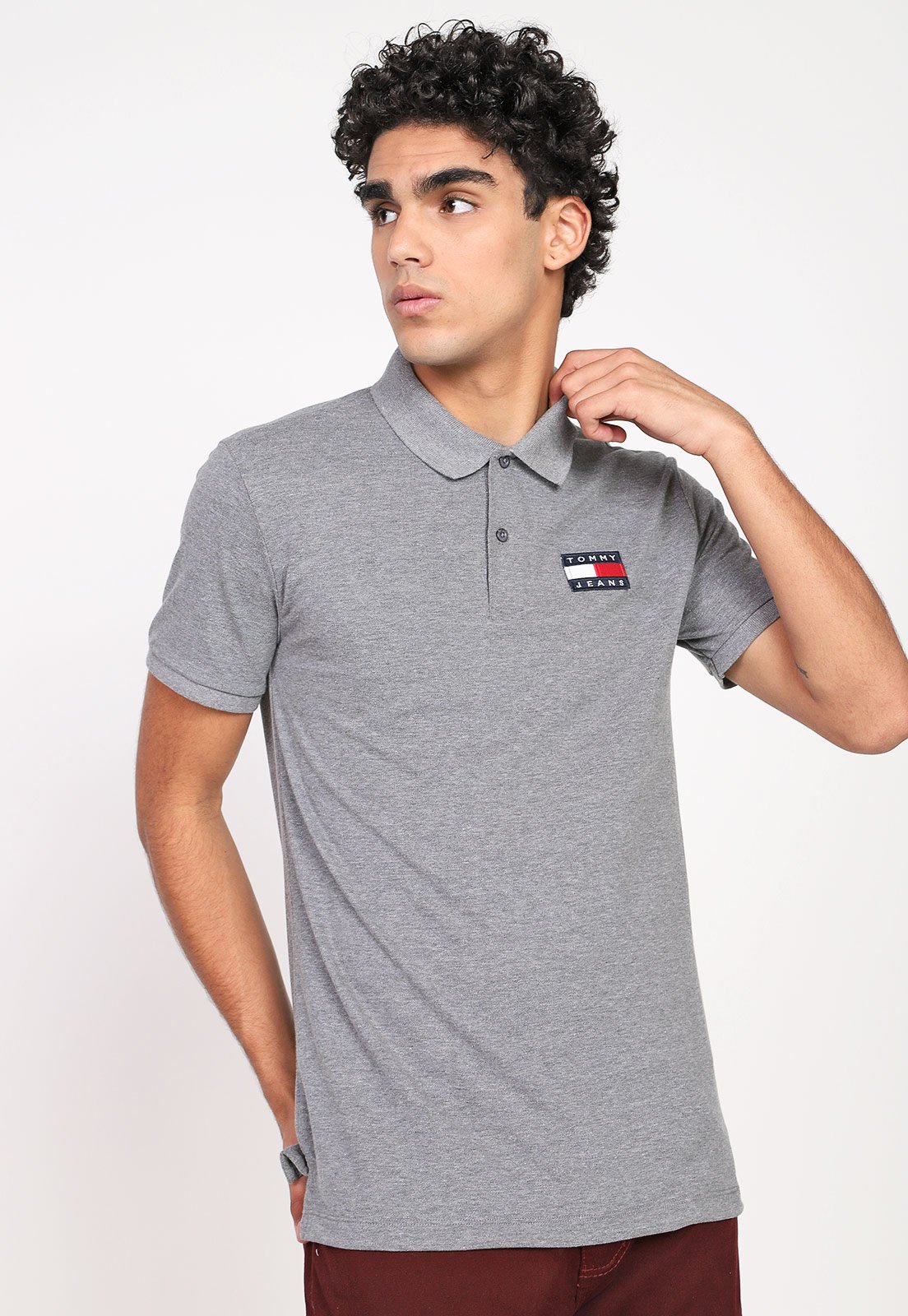 Camisa Polo Tommy Jeans Cinza