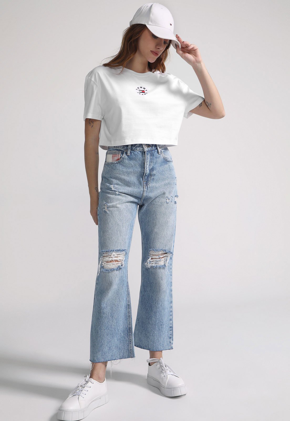 Camiseta Cropped Tommy Jeans Logo Branca Compre Agora Dafiti