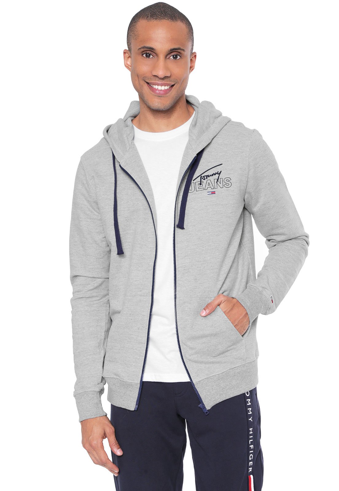 tommy jeans regular fleece moletom com capuz