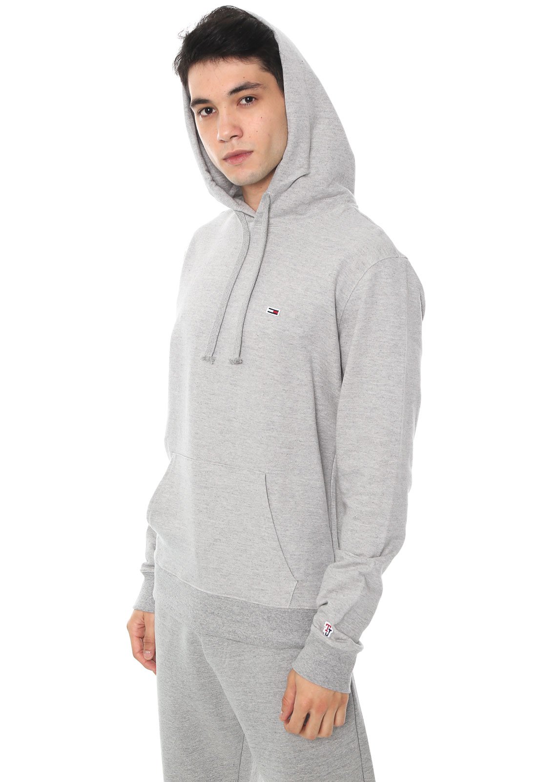 tommy jeans grey moletom com capuz mens