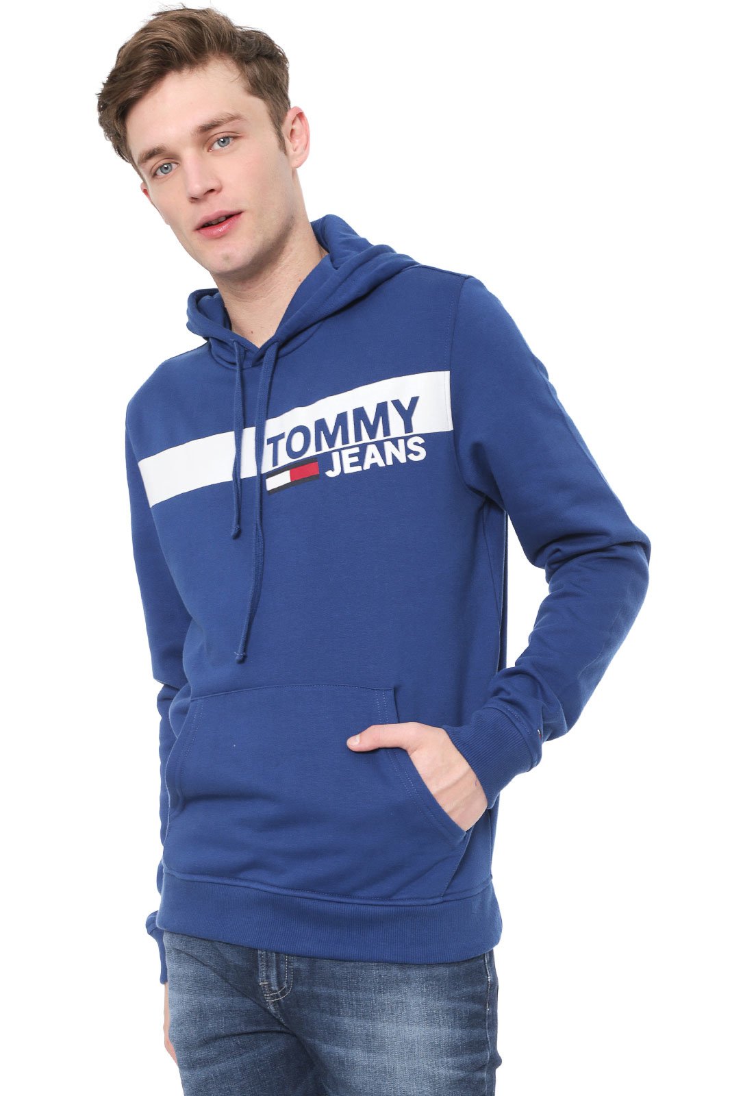 tommy jeans regular fleece moletom com capuz