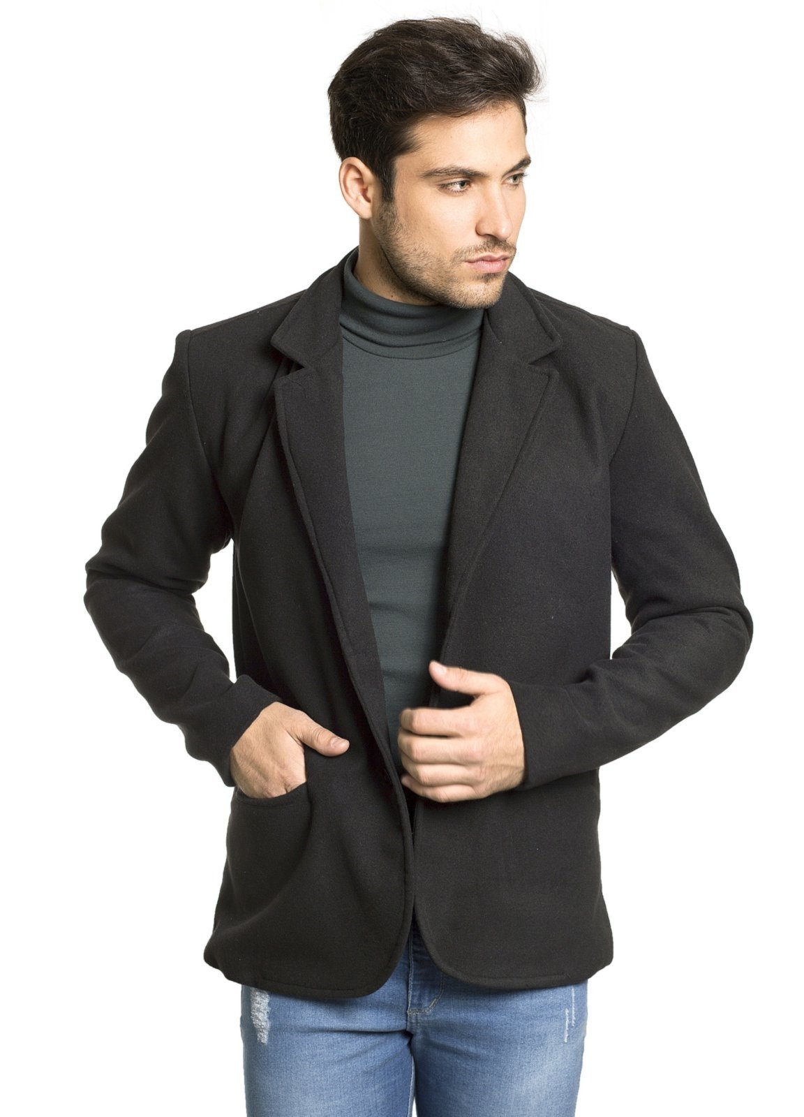 casaco masculino de lã batida