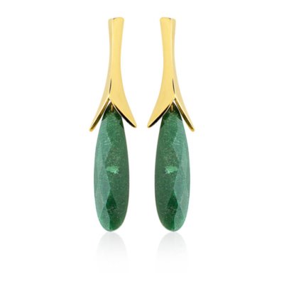 Menor preço em Brinco Toque De Joia Gota Glamour Quartzo Verde Ouro Amarelo