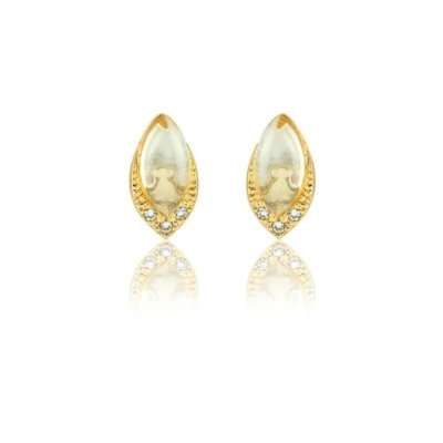 Brinco Toque De Joia Mini Gota Quartzo Cristal Cravejado Ouro Amarelo Menor preço em Brinco Toque De Joia Mini Gota Quartzo Cristal Cravejado Ouro Amarelo