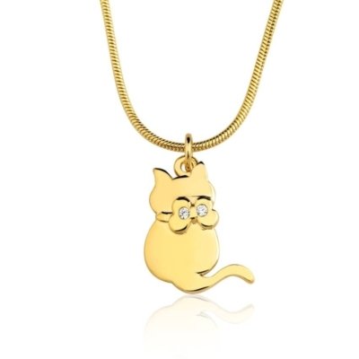 Colar Toque De Joia Gato Zircônias Amarelo Menor preço em Colar Toque De Joia Gato Zircônias Amarelo