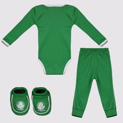 Kit Body Calça e Pantufa Infantil Palmeiras